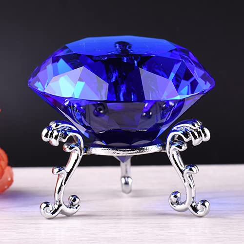 60mm Blau Kristall Diamant Briefbeschwerer Glas w Ständer Hochzeit Geschenk | Kristall Diamant Dekoration Diamantene Hochzeit Geschenk Glasdiamant für Halloween Weihnachten Erntedankfest Tafelaufsätze