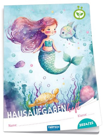 Trötsch Jahresbezogenes Hausaufgabenheft Grundschule Meerjungfrau 24/25: Planer Schülerkalender Hausaufgabenheft Timer für die Grundschule