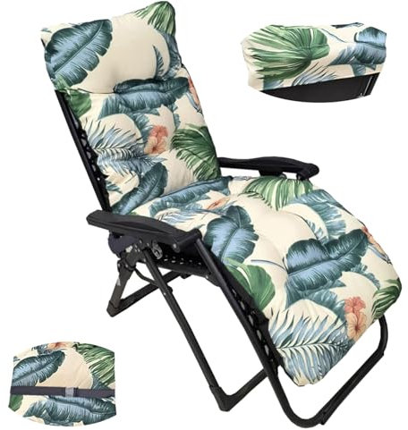 Smgbway Liegenauflage, Auflage Gartenliege, Hochlehner Auflage, Schwungliege,8cm Extra Dicke Gartenstuhl Sitzauflagen mit Krawatte, Auflagen für Deckchair, Urlaub, Innen, Außen, Sonnenliege (C)