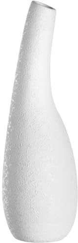 LEONARDO HOME Arco keramikvas, 1 st, böjd form, vas av kermaik för enskilda blommor, speciell struktur, lång blomvas för enskilda blommor, höjd 40 cm, vit, 059009