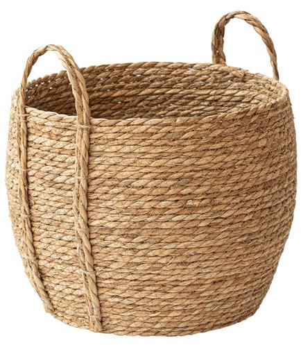 Cesta de planta Cesta de hierba marina maceta de planta Rústica tejida rústica con mango resistente Cesta de almacenamiento decorativo natural para la cafetería del hotel Decoración del hogar, cesta