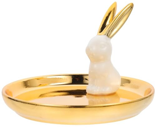 DEARMAMY Plateau à Bijoux Céramique Motif Lapin Porte-bagues Présentoir Bijoux Plateau Décoratif Coupelle Bibelots