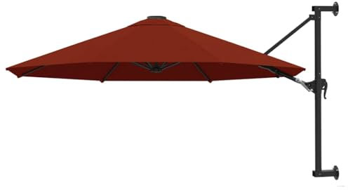 OHOOWOO Sombrilla de pared con palo de metal terracota 300 cm,Parasol de pared Terracota: Protección solar para tu jardín y terraza Paraguas y sombra