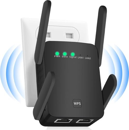 WLAN Verstärker, 1200M WLAN Repeater, 5G & 2.4G Dualband Ultraxtendex WiFi Repeater mit LAN anschluss, WPS, 99% Standard-WiFi Routern, Kompatibel mit Alexa, Deckt bis zu 9200Sq.ft und 45 Geräte a