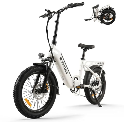 VAKOLE VT4 E-Bike Klapprad 20 Zoll Elektrofahrrad 13Ah Akku 75-100KM | 20x3.0 Zoll Fatbike, 250W Heckmotor, 7-Gang Schaltwerk, Kompaktes Tiefeinsteiger Citybike für Damen u. Herren