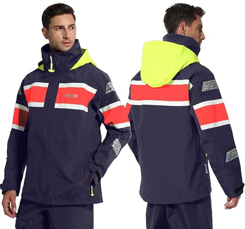 Navis Marine vattentät segeljacka för män vindtät, andas, Coastal Sailing Outdoor Jacka NS-347, blå, XL