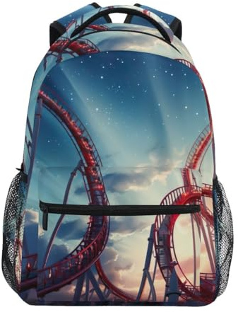 Kinderrucksack, leichter Reiserucksack für Jungen und Mädchen, Schulanfang, 15 l, rote Achterbahn