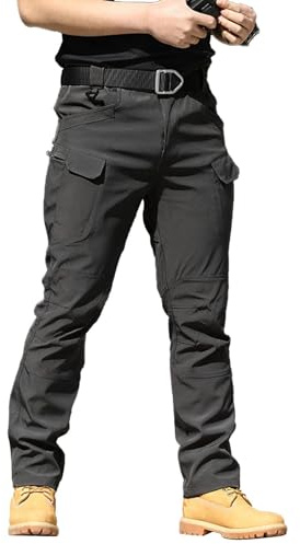 Lggwunsi Pantaloni Cargo Uomo - Leggeri con Tasche Laterali Pantaloni da Lavoro Uomo Elasticità Morbida Pantalone Colore Puro Resistente all'Usura Autunno e Inverno Abbigliamento S-4XL