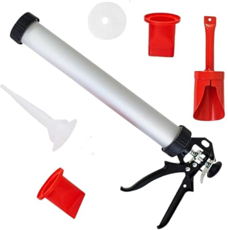 Heavy Duty Mortar Pointing Gun Kit | Tile Grout & Cement Applicator with Nozzles & Scoop for Building Industry DIY Tool