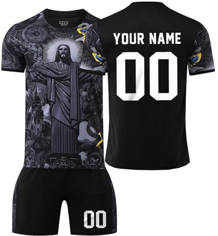 Generico Maglia Calcio Bambino 2025 2026 Maglietta Personalizzata Nome e Numero Uomo da Personalizzare Tuta Allenamento T-Shirt e Pantaloncini Set Regali Ragazzi da Calcio per Tifosi