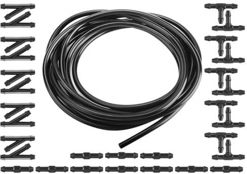 4m Scheibenwaschanlage Schlauch,Wischwasserschlauch Reparaturset,Universal Scheibenwischer Reparaturset mit 30 Stück Schlauchverbinder,Reinigung Auto Gummischlauch für Autoscheiben Reinigen