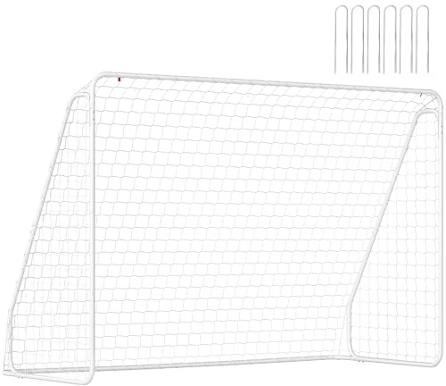 HOMCOM Portería de fútbol para jóvenes y adultos, 301 x 120 x 200 cm, resistente a la intemperie, resistente a la intemperie, con red, gancho para tierra, pared de portería al aire libre para jardín