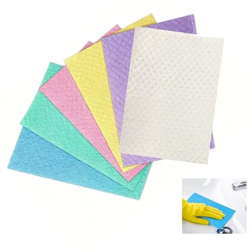 Swedish Dishcloth, 6 PCs Dish Cloths Reusable Dish Cloths Kitchen Cloth Dish Cloth/s for Washing Up Dishcloths Cleaning Cloths for Kitchen, Cellulose Sponge Swedish Dish Towels and Dish Rag