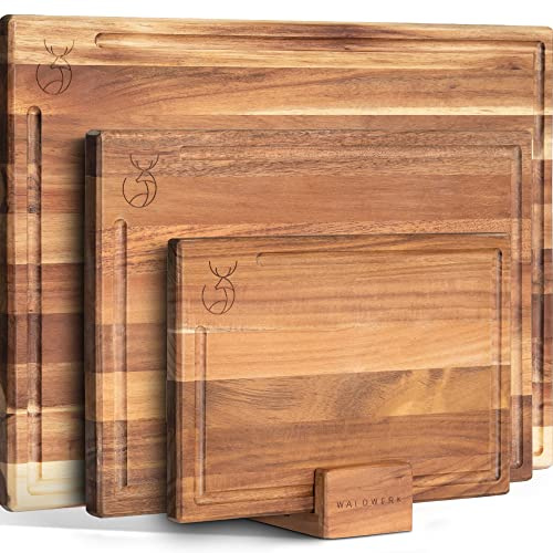 WALDWERK Chopping Board (40x30 / 33x24 / 26x18cm) - Wooden Chopping Boards Out of Solid Acacia Wood - Chopping Board Set - 2cm in Thick Cutting Boards for Kitchen