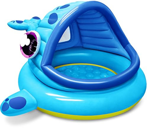 JOYIN Piscinetta Gonfiabile con Parasole per Bambini 137 x 142 x 71cm Balena Piscina Bambini con Baldacchino, Galleggiante da nuoto Giocattoli per feste di nuoto