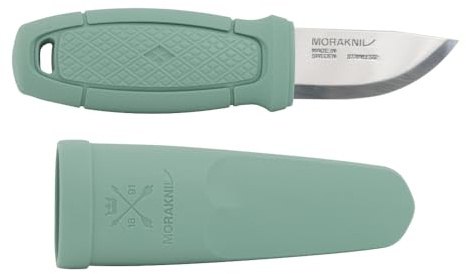 Morakniv Eldris Light Duty Messer Mint Green mit 5,4 cm Langer Edelstahlklinge aus 12C27 Sandvik-Stahl und rutschfestem TPE-Griff mit Einer Polymerscheide