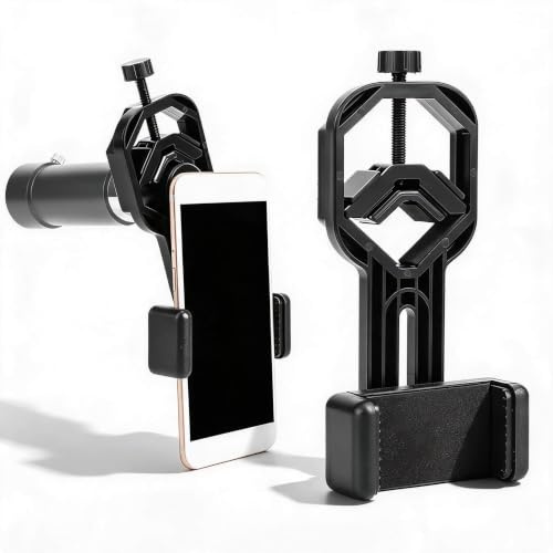 Dpofirs Schwarze Handyhalterung für Ferngläser Monokulare Astronomische Teleskope Universeller Teleskop/Mikroskop Telefonhalter Adapter Handyhalterung für 5 cm-9 cm Handy