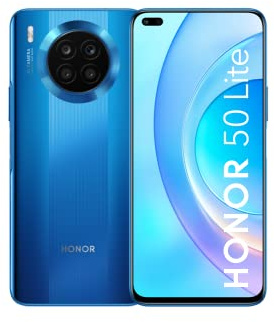 HONOR 50 Lite Smartphone Débloqué – Téléphone Portable 128 Go, 6 Go RAM, Double SIM, Quad Caméra 64 MP, Ecran 6,67, SuperCharge 66W, Snapdragon SDM662, NFC – Bleu