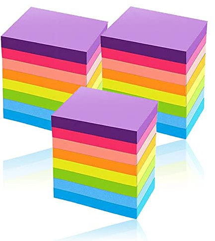 Dogmoon Sticky Notes, 1600 Blatt Elbstklebende Haftnotizzettel, Farbige Haftnotizen, Zettel Farbig Notizblöcke für Büro Schule Zuhause (38 x 50 mm, 8 Farben)