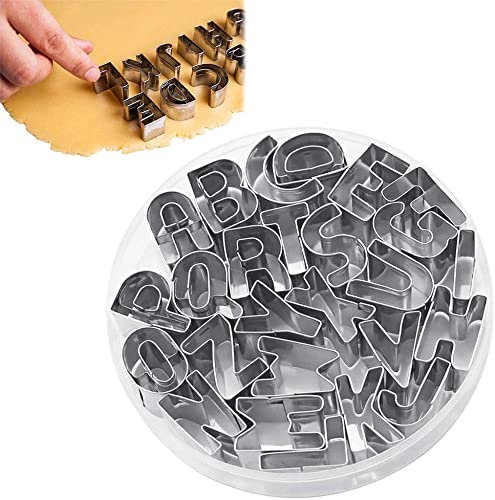 Acero Inoxidable Moldes Alfabeto,Taozoey 26 Molde Galletas Letras Forma,Acero Moldes Alfabeto,Acero Molde Galletas Alfabeto,Juego Cortadores Galletas Alfabeto,Acero Molde Galletas Letras (carta)