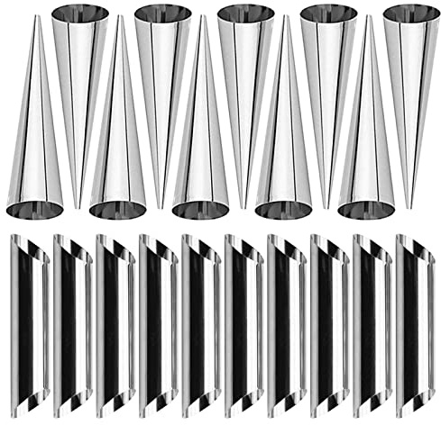 Corne Pâtisserie en Acier Inoxydable, FantasyDay Lot de 20 Moules à Cornets Pain Tube Croissant - Cannoli Moule pour Croissants, Douilles Pâtisserie, Gâteau, Moule à Pain