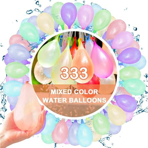 333 Stück Wasserballons, Wasserbomben Selbstschließend 60 Sekunden Schnellfüller Wasserbomben Set, Bunt Gemischt Ohne Knoten Water Balloons für Outdoor-Aktivitäten, Wasserspiele