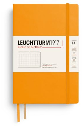 LEUCHTTURM1917 Notizbuch B6+ Hardcover, Rising Sun, Gepunktet | 219 nummerierte Seiten, Fadenheftung, 2 Lesebändchen, Falttasche