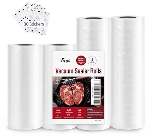 Fitge Vakuumierbeutel 170µm 15/20x600 cm 4 Rollen für alle Vakuumiergeräte Vakuumrollen für Lebensmittel BPA-frei Vakuumbeutel stark & reißfest Vakuumierfolie Profi Folienrollen Sous Vide