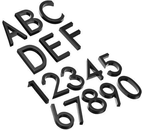 PATIKIL House Numbers 3D Mailbox Numbers 0-9 and Letter A-F for Outside, 16Pcs Door Address Numbers Letter Self Adhesive for House, Apartment Office, Hotel Room, Mailbox Sign, Black