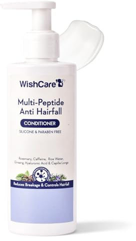 WishCare Multi Peptide Anti Hairfall Conditioner - for Women & Men -Hair Conditioner for Frizzy Hair- Rice Water, Rosemary, Capilia Longa, Hyaluronic Acid & Caffeine 200ml