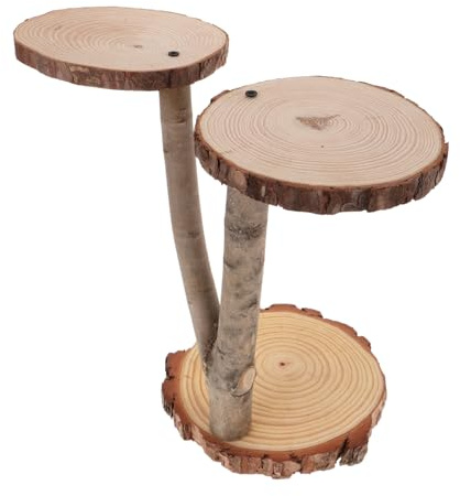 TOPBATHY Solid Wood Flower Stand Log Slice Cake Stand Multi-layered Wooden Cake Holder for Party