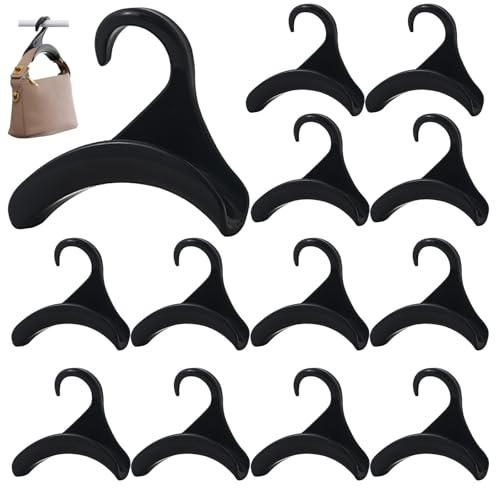 12 Pcs Purse Hanger Hook Acrylic Black Bag Tie Handbag Belt Hanger Closet Organizer Storage Handbags Tote Holder for Storing Handbags Satchels