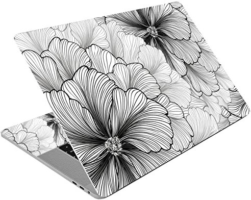 Mibbxea Autocollant en Vinyle Réutilisable pour Ordinateurs Portables 12,1-15,6,Décoratif,Résistant à l'eau et aux Rayures,pour 13,3 14 15 PC Portable et Netbook (035 Fleur de Croquis)