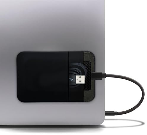MyGadget Pochette pour Disque Dur SSD Externe - Poche adhésive pour Ordinateur Portable - SanDisk | Samsung | Magic Mouse | Câble USB, etc. - Étui Noir