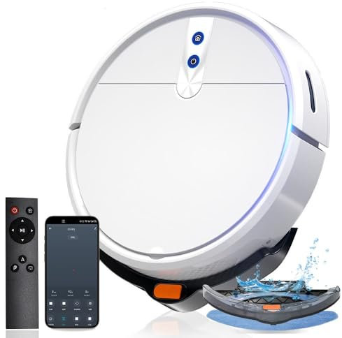 Robotdammsugare med mopp, robot dammsugare,Smart Navigation,Lidar Navigation,Dubbel roterande mopp, 3D-obstationsdetektering, 3-i-1 svepning/dammsugning/mopp,App/Fjärrkontroll A