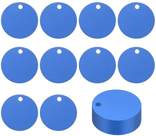 PATIKIL Runde Metall Prägeplaketten 35mm Gravur Rohlinge 25 Stück Aluminiumgravur Rohlinge Laser Gravur Hundemarke mit Loch Schlüsselanhänger für Haustier Basteln DIY Dekoration Blau