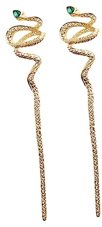 TOPPERFUN 2pcs Vintage Gold Snake Hair Sticks Chinese Style Hair Pins for Long Buns Women’s Styling Accessories