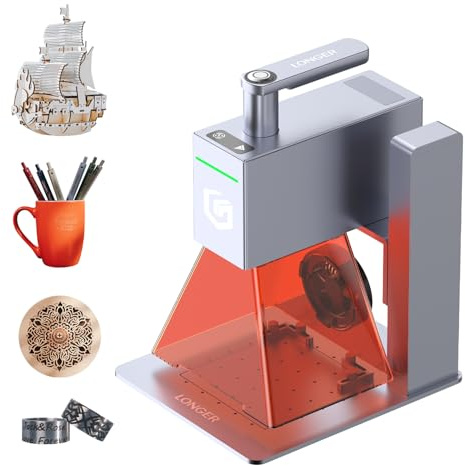 Longer Nano Incisore Laser Portatile, Incisore e Taglierina Laser ad Alta Velocità 5000 mm/s, Strumento Fai-da-Te per Legno, Acrilico, Pelle, Tessuto, Metallo, Ceramica, Area di Lavoro 100 x 100 mm