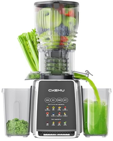 CKEMU Cold Press Juicer – 5.8 Extra-Wide Feed Chute | Max Nutrient Retention | Slow Masticating Juicer for Whole Fruits & Vegetables