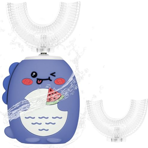 Vicloon Kids Electric Toothbrush U Shaped, Ultrasonic Automatic Toothbrush with 2 Replaceable Brush Head, 3 Modes & IPX7 Waterproof Rechargeable Kids Toothbrushes for 2-6 Years Old Boys Girls