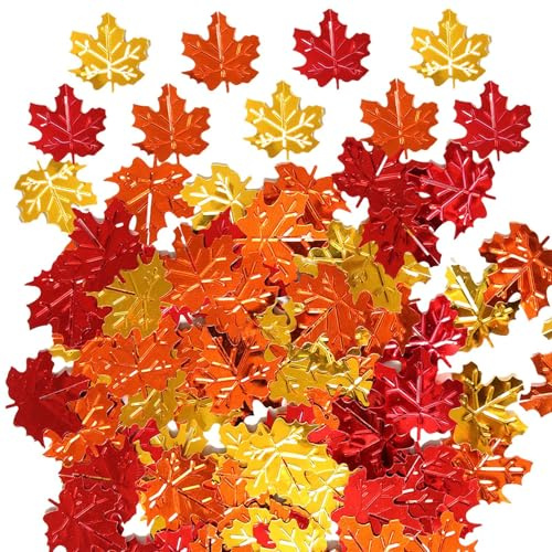 Coriandoli con foglie del Ringraziamento, coriandoli da tavola autunnale, Coriandoli sparsi per la tavola delle feste con decorazioni autunnali, 15g Giorno del Ringraziamento Foglie d'acero Paillettes