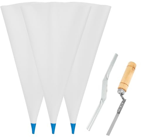 3Pcs Masonry Mortar Bag Heavy Duty Puncture Resistant Tip Cement Sealer Bag Pointing Bags 13 x 24 Inch Tile Grout Masonry Mortars Bags Puncture Tip Cements Sealer for Mortars Cements Tile (white, one)