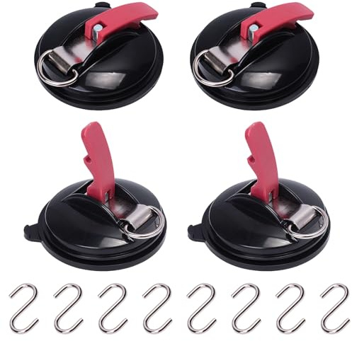 Duoleimi Ganci a Ventosa 4 Pezzi, Set da Campeggio a Ventosa, Ganci a Ventosa Extra Forti, Ventosa per Auto, Portata 35 kg per roulotte, Camper, Piastrelle, Vetro, verande
