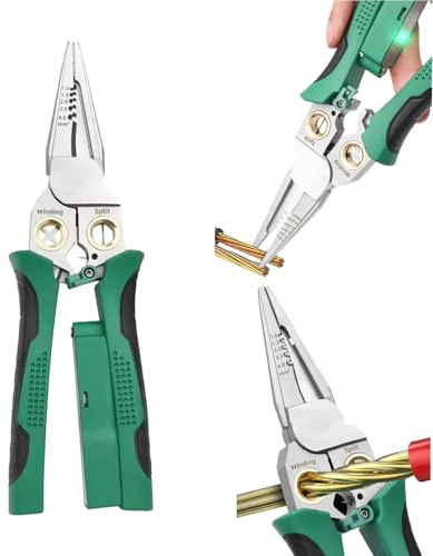 8 in 1 Wire Stripper with Voltage Tester, Multi-Function Electric Wire Stripping Tool,Electrical Pliers for Cutting and Pulling, for Scraping and Pressing Wires