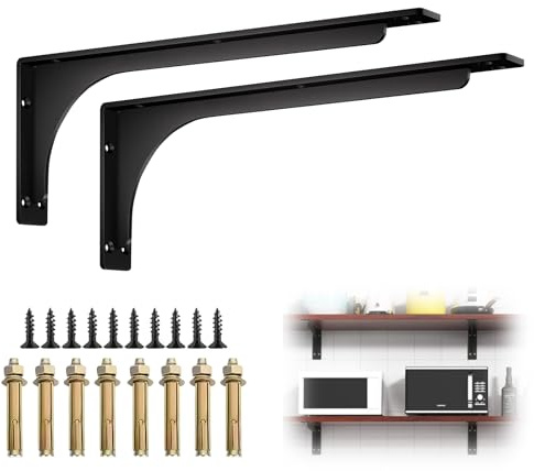 2 Stück Regalhalterung Regalträger, Regalwinkel Schwerlast, 90 Grad Recht Winklige Halterung, Schwerlastwinkel Wandhalterung Winkel Regal für Zuhause, Küche, Werkstatt, Gärten (400x144mm)