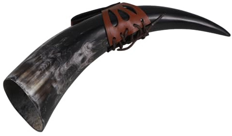 Hoement Copa Nórdica De Cuerno Vikingo Mediano 30-35 Cm Cuerno Natural Vaso Medieval Para Hidromiel Cerveza Vino Decoración Vintage Para Hogar Fiesta