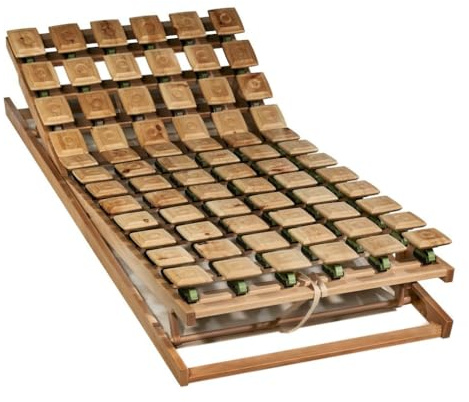 geborgenschlafen.com Metallfreier Zirbe Tellerlattenrost - 72 Zirbenholz Teller mit absenkbare Schulterkomfortzone - vormontierte Unterfederung bis ca - (90x220 cm)
