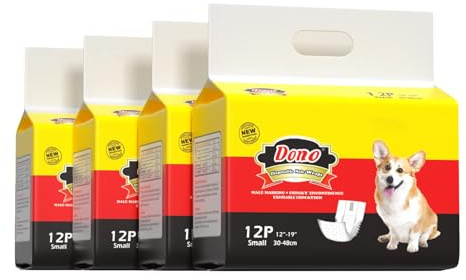 Dono Bandas desechables para el vientre para perros, envolturas para incontinencia para perros machos, pañales para perros con indicador de humedad, súper absorbentes y a prueba de fugas, pañales para