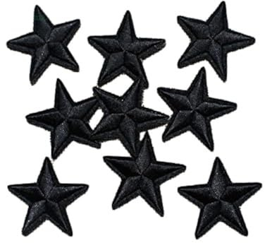 Yalulu 20 Stück Schwarz Star Patches Aufnäher Aufbügler Applikation zum aufbügeln Bügelbild Sticker Aufnäher DIY Kleidung Jeans Taschen Patch