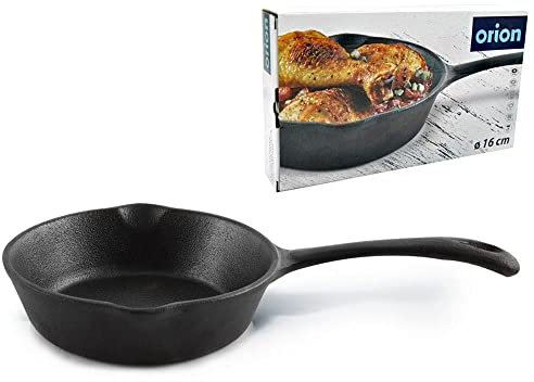 ORION Sartén de hierro fundido con asa, 16 cm, para inducción